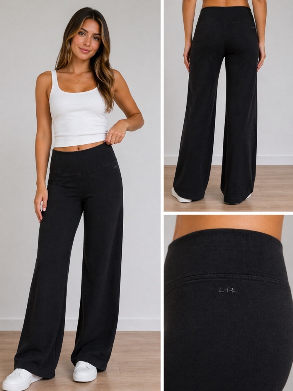 Lauren Ralph Lauren‎ Active Washed Black flare Leg Pants Size M 31 Inseam